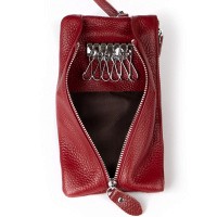 Женская кожаная косметичка-клюлчница Cosmetic bag 6001-A bordo