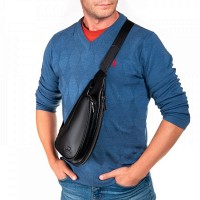 Мужская кожаная сумка слинг BRETTON 9186-68 black