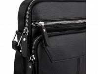 Кожаная мужская сумка через плечо  черная  Tiding Bag A25F-1436A