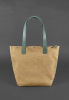 Кожаная плетеная женская сумка BlankNote Пазл L зеленая Crazy Horse - BN-BAG-33-IZ