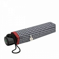 Зонт женский механический Fulton L354-041154 Minilite-2 Houndstooth Red Border (Красная полоса)