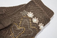 Коричневые вязаные женские перчатки-митенки Shust Gloves