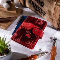 Обложка для паспорта из кожи Hi Art «7 wonders of the world» PB-02/1 Shabby Red Berry