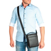 Мужская кожаная сумка через плечо BRETTON 4015-5 black
