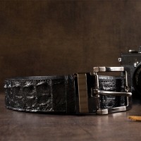 Мужской кожаный ремень CROCODILE LEATHER 18018 Черный