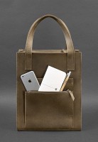 Женская кожаная сумка шоппер Бэтси с карманом BlankNote темно-коричневая BN-BAG-10-1-O