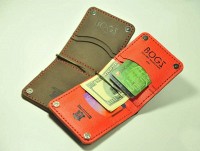 Мужской зажим ручной работы из кожи BOGZ Cosmos ACH Bordo P8M4M5S5