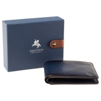 Мужской  кожаный кошелек Visconti AT58 Milo c RFID (Burnish Blue)