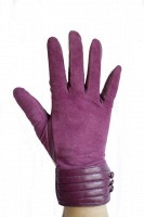 Женские перчатки сливовые комбинированные кожа+замша 717s3 L Shust Gloves