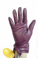 Женские перчатки сливовые комбинированные кожа+замша 717s3 L Shust Gloves