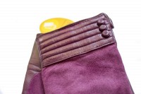 Женские перчатки сливовые комбинированные кожа+замша 717s3 L Shust Gloves