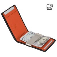 Мужской зажим для купюр из кожи Visconti VSL57 (Black Monza/ Orange)