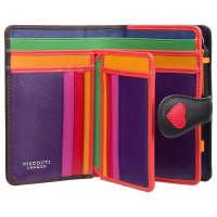 Кожаный женский кошелек Visconti Crush c RFID (Black-Multi Love)