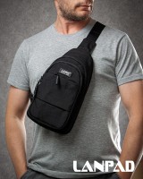 Мужская тканевая сумка-слинг Lanpad A4157 black бол(копия)