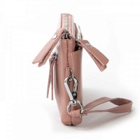 Женская кожаная косметичка Cosmetic  A-00276 pink