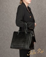 Женская кожаная сумка ALEX RAI 1561 black croco