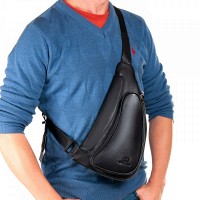 Мужская кожаная сумка слинг BRETTON 9186-68 black
