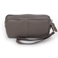 Женская кожаная косметичка Cosmetic 6002-A grey