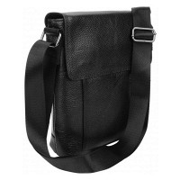 Мужская чёрная кожаная сумка Borsa Leather 1t8153m-black