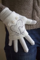 Вязаные женские белые перчатки-митенки Shust Gloves