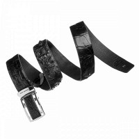 Черный ремень автомат из кожи крокодила CROCODILE LEATHER 18239