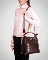 Женская кожаная сумка через плечо ALEX RAI 9701 bordo