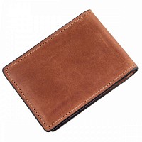 Кожаный коричневый зажим для купюр GRANDE PELLE 11240