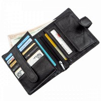 Мужское чёрное портмоне из натуральной кожи ST Leather 18832