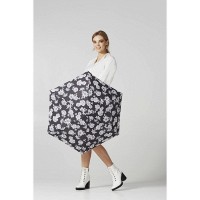 Женский механический зонт Fulton L340 Miniflat-2 Black and White Floral (Черно-белые цветы)