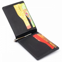 Кожаный зажим для купюр GRANDE PELLE 11296 Черный