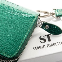 Женский лакированный кошелек из кожи LR SERGIO TORRETTI W38 dark-green