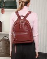 Женский кожаный рюкзак ALEX RAI 8635-9 bordo