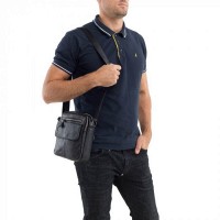 Мужская черная кожаная сумка-планшет TIDING BAG a25-1108a