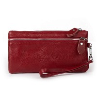 Женская кожаная косметичка-клюлчница Cosmetic bag 6001-A bordo