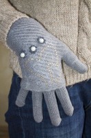 Серые вязаные женские перчатки-митенки Shust Gloves