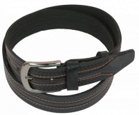 Мужской кожаный ремень под джинсы Skipper 1056-40 черный 4 см
