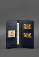 Кожаное портмоне-купюрник BlankNote 11.0 темно-синее Краст BN-PM-11-NAVY-BLUE