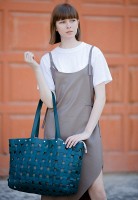 Кожаная плетеная женская сумка BlankNote Пазл Xl зеленая Krast - BN-BAG-34-MALACHITE