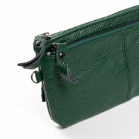 Женская кожаная косметичка Cosmetic bag A-00276-5 green