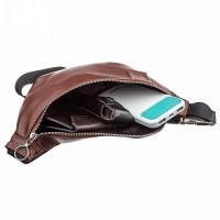 Коричневая сумка на пояс GRANDE PELLE 11141