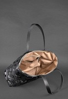 Кожаная плетеная женская сумка BlankNote Пазл Xl черная Krast - BN-BAG-34-G