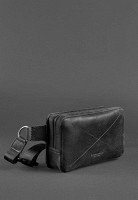 Кожаная поясная сумка Dropbag Mini черная Crazy Horse BlankNote bn-bag-6-g-kr