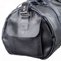 Дорожная синяя кожаная сумка Grande Pelle 11049
