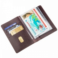 Коричневая кожаная обложка для автодокументов Shvigel 13986