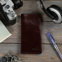 Мужское кожаное тёмно-коричневое портмоне SHVIGEL 16153