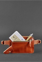 Кожаная сумка на пояс BlankNote DropBag Коньяк
