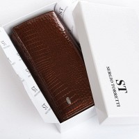 Женский кожаный лаковый кошелек SERGIO TORRETTI FEW1-V brown