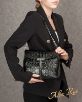 Женская кожаная сумка ALEX RAI 9342 black croco