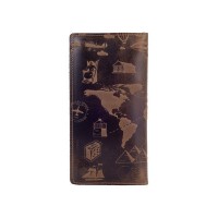 Кожаный бумажник Hi Art WP-05 Shabby Light Olive 7 wonders of the world