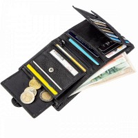 Мужское чёрное портмоне из натуральной кожи ST Leather 18832